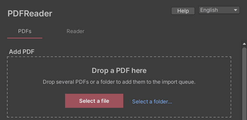PDFs tab with no PDF selected
