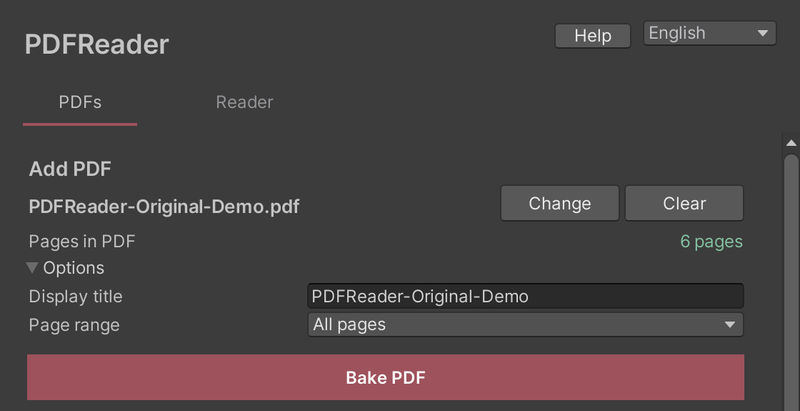 A PDF selected with Options expanded